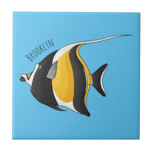 Moorish idol fish cartoon illustration tegeltje