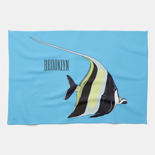 Moorish idol fish cartoon illustration theedoek (Horizontaal)
