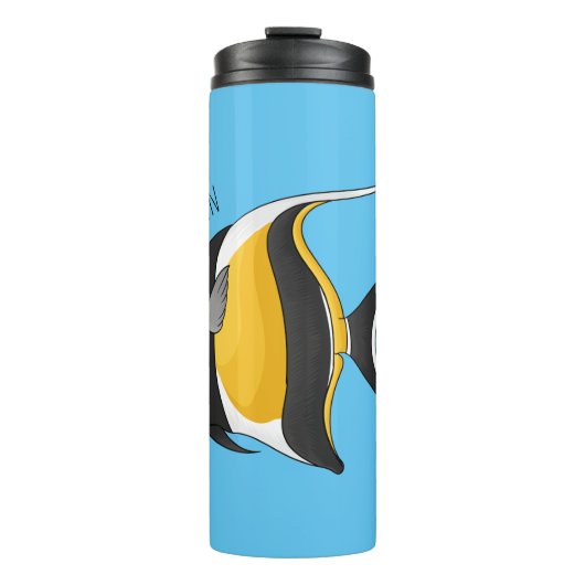 Moorish idol fish cartoon illustration  thermosbeker (Voorkant)