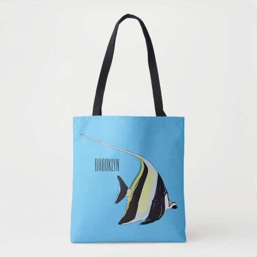 Moorish idol fish cartoon illustration tote bag (Voorkant)
