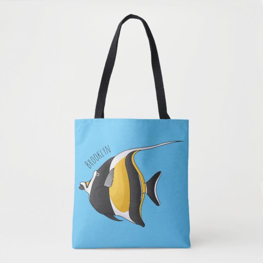 Moorish idol fish cartoon illustration tote bag (Voorkant)