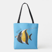 Moorish idol fish cartoon illustration tote bag (Achterkant)
