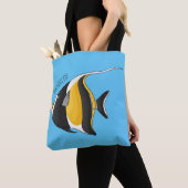 Moorish idol fish cartoon illustration tote bag (Dichtbij)
