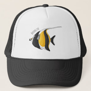 Moorish idol fish cartoon illustration trucker pet