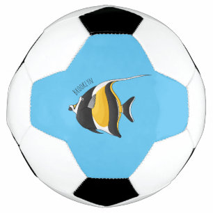 Moorish idol fish cartoon illustration voetbal