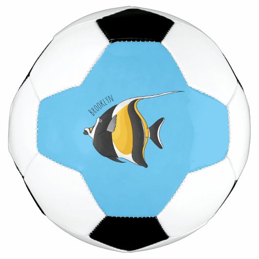 Moorish idol fish cartoon illustration voetbal (Voorkant)