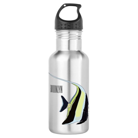 Moorish idol fish cartoon illustration waterfles (Voorkant)