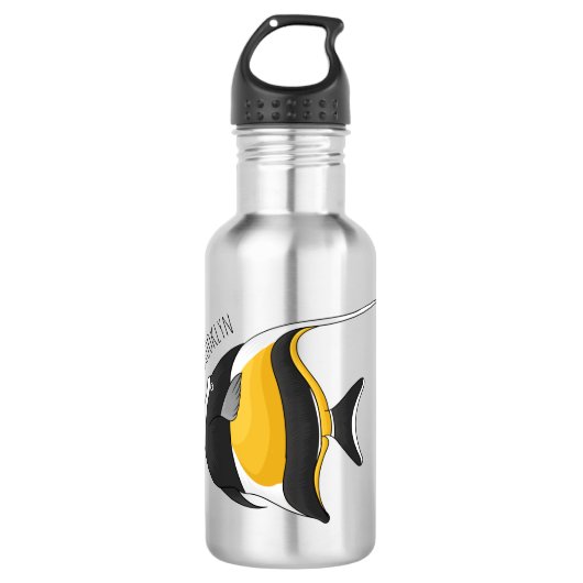 Moorish idol fish cartoon illustration waterfles  (Voorkant)
