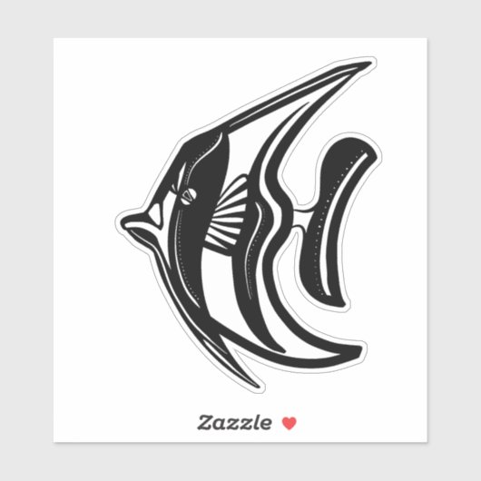 Moorish idol (kihikihi) black and white sticker (Vel)