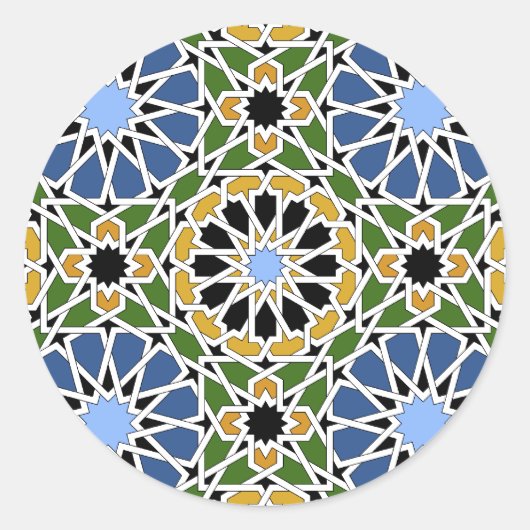 Moorish tegel ronde sticker (Voorkant)