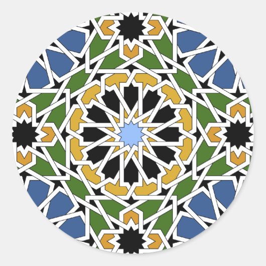 Moorish tegel ronde sticker (Voorkant)