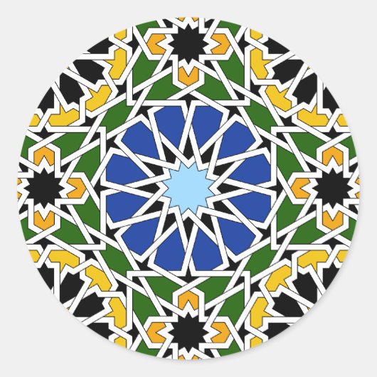 Moorish tegel ronde sticker (Voorkant)