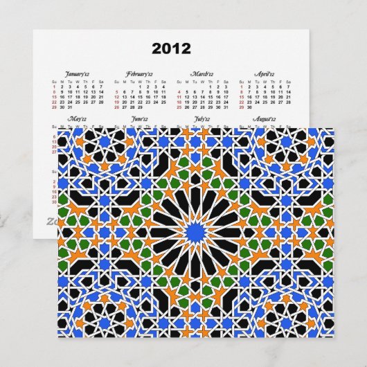 Moorish tile 2012 Calendar Briefkaart (Voorkant / Achterkant)