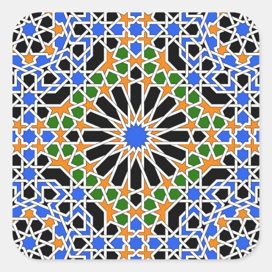 Moorish tile Square Sticker (Voorkant)