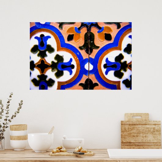 Moorish tile, The Alhambra, Spain Poster (Keuken)