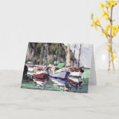 Moorn bij turunc Gulet Sailboat AcrylArt Kaart (Gele Bloem)