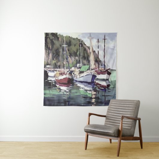 Moorn bij turunc Gulet Sailboat AcrylArt Wandkleed (In situ)