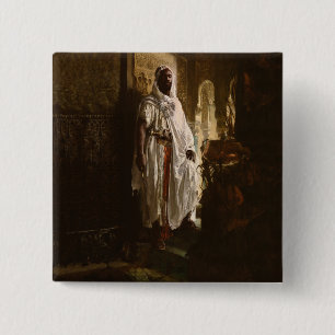 Moors hoofd Afrikaanse kunst schilderij portret Vierkante Button 5,1 Cm