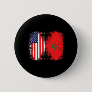 Moorse Amerikaanse Marokkaanse Vlag Marokkaanse Vo Ronde Button 5,7 Cm