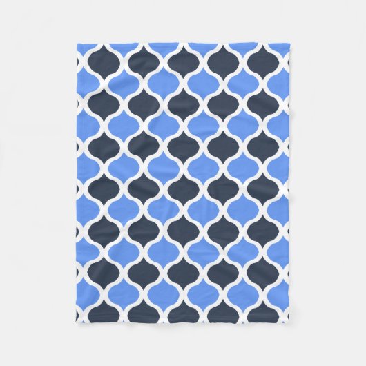 Moorse Arabesk (korenbloem en zwart) Fleece Deken (Voorkant)