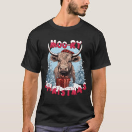 Moory Christmas - Hoogland Koe Lover Xmas T-shirt