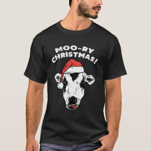 Moory Kerst Koe Moo Grappig Boerderij Dier Xmas Fa T-shirt