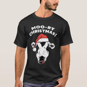 Moory Kerst Koe Moo Grappig Boerderij Dier Xmas Fa T-shirt