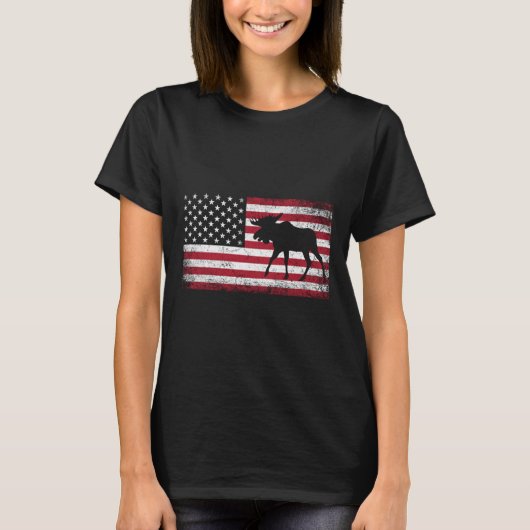 Moose 4 juli Amerikaanse vlag Amerika Patriottisch T-shirt (Voorkant)