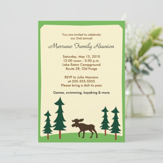 MOOSE Adirondack Lodge 5x7 partijuitnodiging Kaart (Staand voorkant)