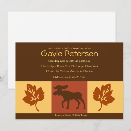 MOOSE Adirondack Lodge Rustisch Baby shower Kaart (Voorkant / Achterkant)