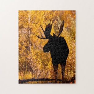 Moose (Alces Alces Alces) Bull in Golden Willows 2 Legpuzzel