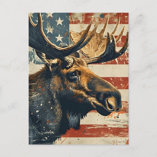 Moose Amerikaanse vlag  Briefkaart (Voorkant)