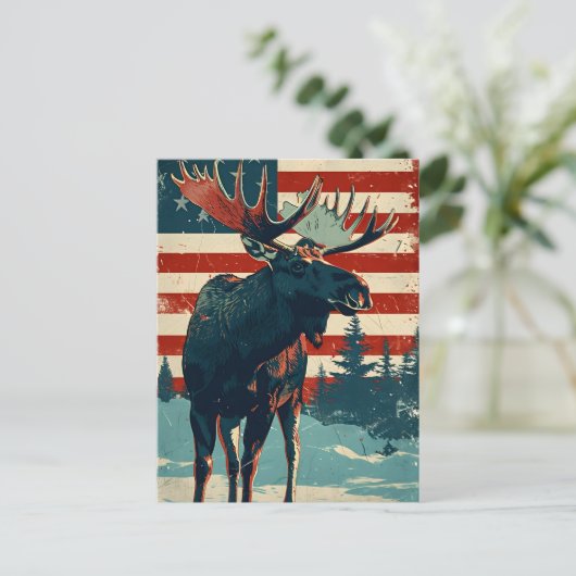 Moose Amerikaanse vlag  Briefkaart (Staand voorkant)