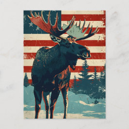 Moose Amerikaanse vlag  Briefkaart