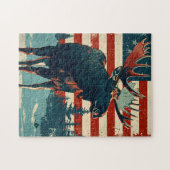 Moose Amerikaanse vlag Legpuzzel (Horizontaal)