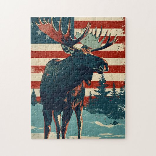 Moose Amerikaanse vlag Legpuzzel (Verticaal)