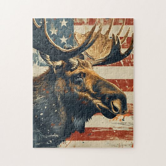 Moose Amerikaanse vlag  Legpuzzel (Verticaal)