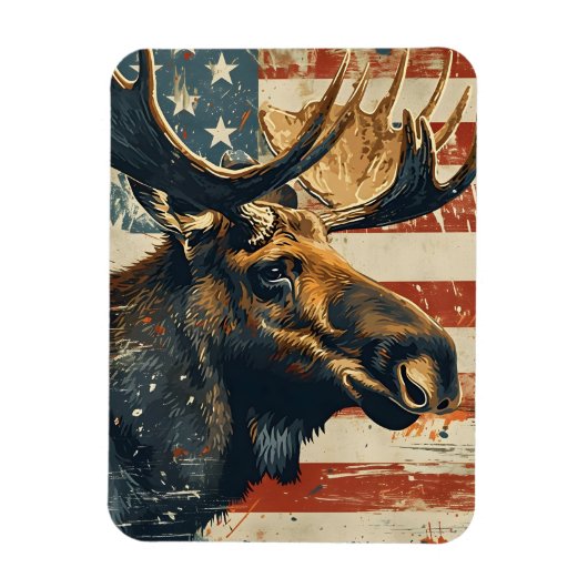 Moose Amerikaanse vlag  Magneet (Verticaal)
