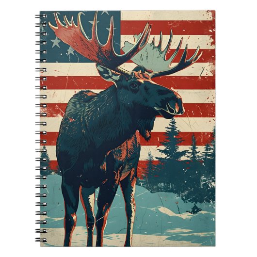 Moose Amerikaanse vlag Notitieboek (Voorkant)