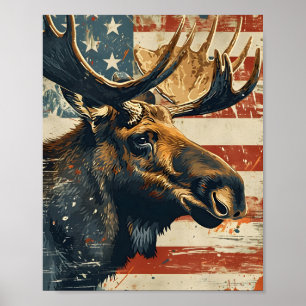 Moose Amerikaanse vlag  Poster