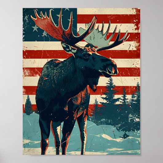 Moose Amerikaanse vlag  Poster (Voorkant)