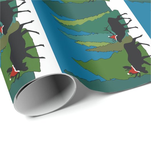 Moose and Elk in Santa Hats Wrapping Paper Cadeaupapier (Rol Hoek)