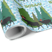 Moose and Elk in Santa Hats Wrapping Paper Cadeaupapier (Rol Hoek)