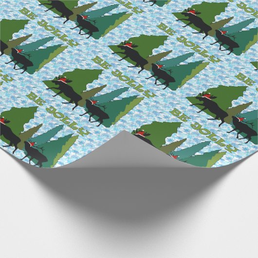 Moose and Elk in Santa Hats Wrapping Paper Cadeaupapier (Hoek)