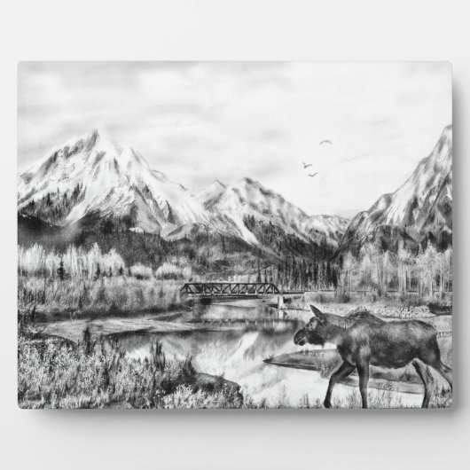 Moose and Mountains Plaque Fotoplaat (Voorkant)