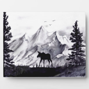 Moose and Mountains Plaque Fotoplaat