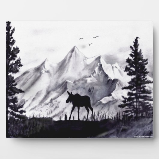 Moose and Mountains Plaque Fotoplaat (Voorkant)