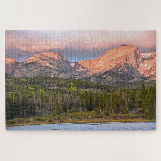 "Moose and Tourists at Sprague Lake, Colorado Legpuzzel (Horizontaal)