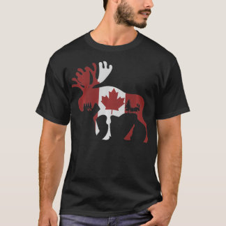 Moose Animal Canadian Flag Maple Leaf Canada Pullo T-shirt