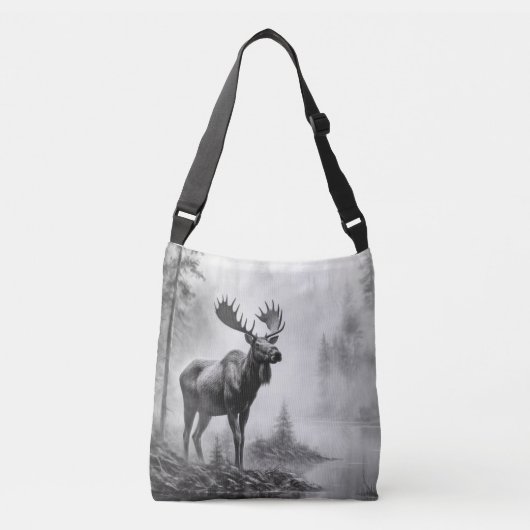 Moose Animal Discovery Wild Natuur Ink Sketch Art Crossbody Tas (Voorkant)